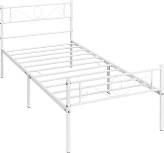 vidaXL Vidaxl - Yaheetech Cama Hierro Para Colch&oacute;n De 90 X 200 Cm Cama Met&aacute;lica Cama Individual Industrial Estructura Metal Blanco