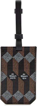 Au D&eacute;part Printed Leather Luggage tag - Black - One Size