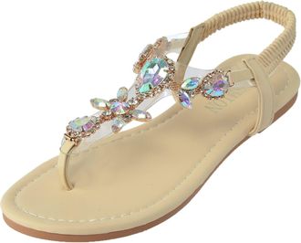 Generic Mumuj Ladies Double Buckle Low Heel Running Flip Flops Ladies Fashion Summer Rhinestone Elastic Band Flat Flip Flops Outer Beach Sandals Ladies Sparkl