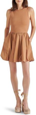 Steve Madden Palermo Mixed Media Bubble Hem Dress in Caramel Cafe at Nordstrom Rack, Size X-Large