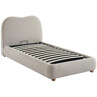 Vente-Unique Letto con contenitore 90 x 190 cm Tessuto Beige - VANARI