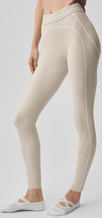 Alo 7/8 High-Waist Alosoft Heart Throb Legging in Oatmeal Heather/White Beige, Size: Medium