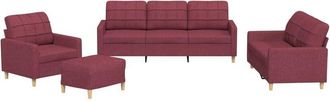 vidaXL Vidaxl - Juego De Sof&aacute;s Con Cojines 4 Piezas Tela Rojo Tinto