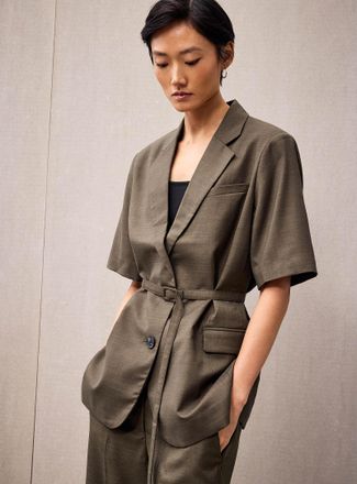 Second Female Womens Belted short-sleeve long blazer