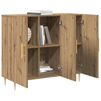 Berkfield Home Sideboard Artisan Oak 90x34x80 cm Engineered Wood in Brown | Size: 90 x 34 x 80 cm