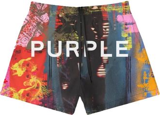 Purple Zwembroek met abstracte print - Blauw