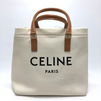 Celine White Canvas Leather Tote Bag (Pre-Owned)