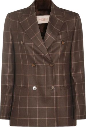 Montedoro Red checked double-breasted blazer - Brown