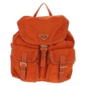 Prada Vintage, unisex, Oranje, ONE Size, Nylon, Pre-owned Vintage Nylon Rugzak