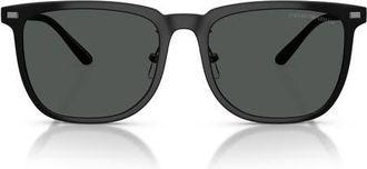 Emporio Armani 56mm Irregular Sunglasses in Matte Black /Dark Grey at Nordstrom