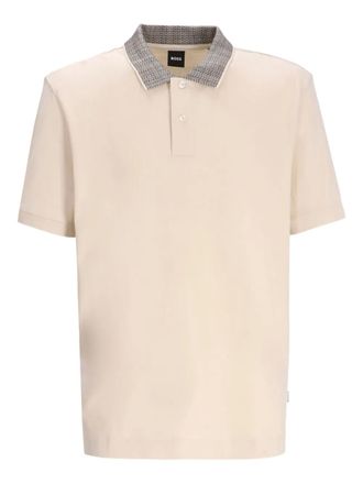 BOSS contrast-collar polo shirt - Neutrals