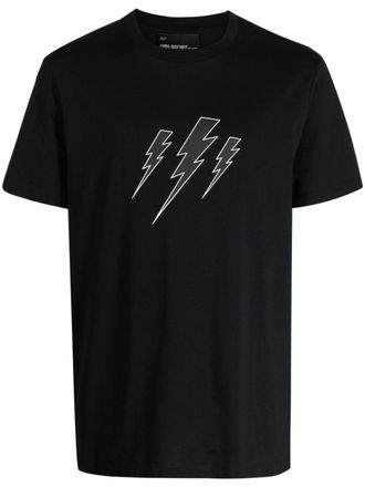 Neil Barrett Thunderbolt-print cotton T-shirt - Black
