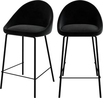 Rendez-Vous Déco Set de 2 sillas para isla de cocina en terciopelo negro 65 cm