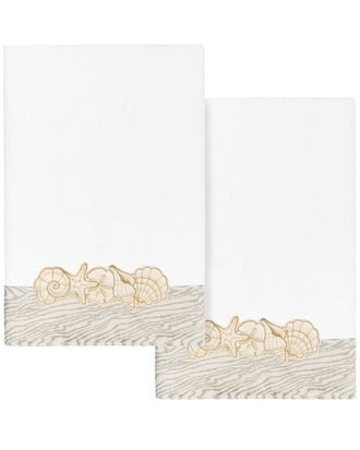 Linum Home Textiles 100% Turkish Cotton Shell Row 2Pc Embellished Bath Towel Set