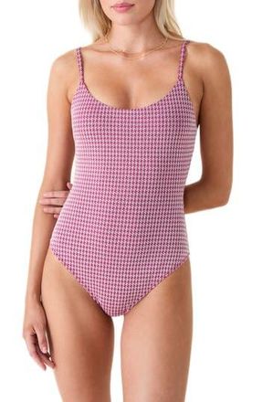 Andie Swim The Amalfi Houndstooth One-Piece Swimsuit in Merlot Houndstooth at Nordstrom Rack, Size X-Large
