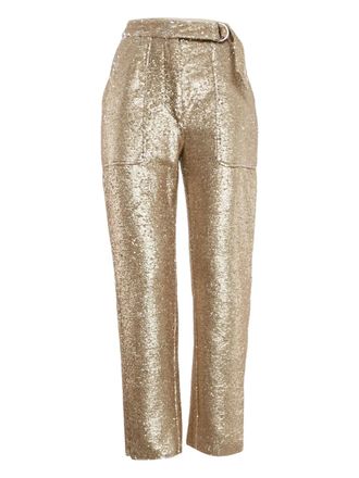 SIMKHAI sequin belt trousers - Gold