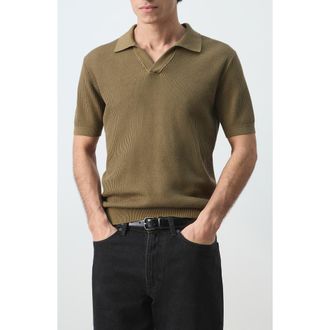 Mango Cotton Piqu&eacute; Polo in Khaki Green at Nordstrom, Size X-Large