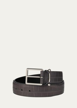 Christian Louboutin Mens Chambeliss Croc-Effect Leather Belt