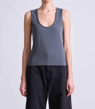 Apiece Apart Uri Low Cut Tank Top In Charcoal