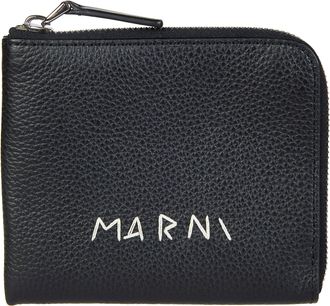 Marni Pebbled Textured Compact Zip Around Wallet