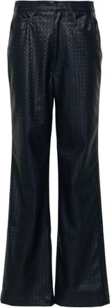 Rotate braided straight-leg trousers - women - Elastane/Polyester/Recycled Polyester - 38 - Blue
