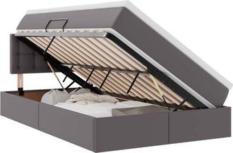 vidaXL Bed with Mattress with Headboard Grey 120 x 190 cm Faux Leather vidaXL