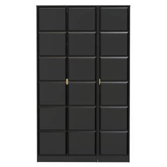 Welcome Furniture Hanover Ready Assembled 3 Door Wardrobe in Deep Black & Black Matt - Welcome Furniture | TJ Hughes