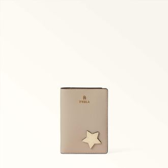 Furla Camelia Passport Holder S Toni Butter White Sidney Calf Leather + Patch Star Woman