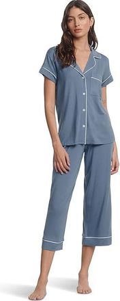 Eberjey Gisele - The Cropped Pajama Set Womens Pajama Sets Slate Blue : LG, Jersey/Modal/Spandex