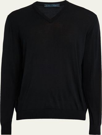 Kiton Mens Wool Knit V-Neck Sweater