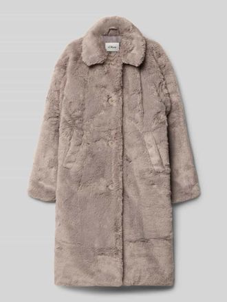 s.Oliver Red Label Regular Fit Webpelzmantel mit Umlegekragen in Mittelgrau, Gr&ouml;&szlig;e 170