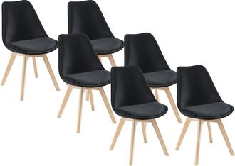 Vente-Unique Juego de 6 sillas de terciopelo y haya - Negro - JODY