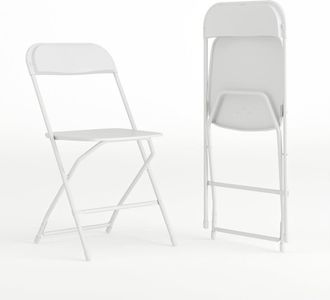 Flash Furniture Plastic Folding Chair White - 2 Pack 650LB Weight Capacity