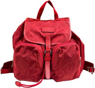 Gucci Red Color Nylon Backpack (Pre-Owned)