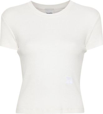 Nanushka logo-embroidered ribbed T-shirt - women - Recycled Cotton/Elastane/Organic Cotton - S - White