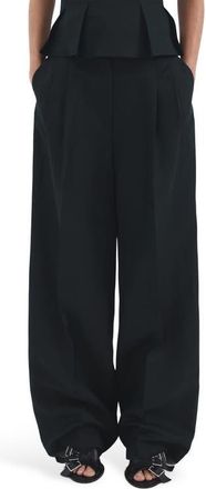Mango Straight Fit Linen Blend Pants in Navy at Nordstrom, Size 10