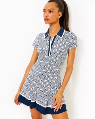 Lilly Pulitzer UPF 50+ Luxletic Jessamy Dress Women Blue White Tennis GBO1275