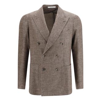 Tagliatore Dubbelrijige Blazer - Heren - Jassen - Bruin - Maat: L Katoen