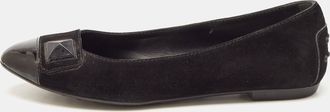 Tod's Tods Black Suede And Patent Leather Ballet Flats