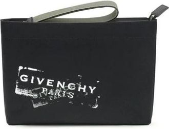 Givenchy Logo Print Rechthoekige Clutch - Heren - Tassen - Zwart - ONE Size - Katoen - Tassen