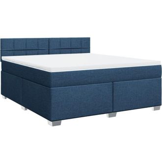 vidaXL Cama Box Spring Con Colch&oacute;n Tela Azul 180x200 Cm Vidaxl
