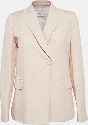 Sandro Pink Ramie Blend Single Breasted Blazer