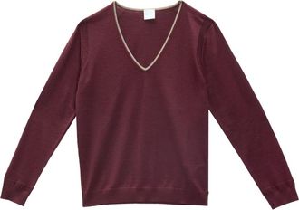 Paul Smith Maglia a V Merinos Extrafine - Dames - V-hals truien - Rood - L - Wol - Truien & Vesten