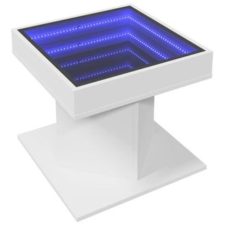 Berkfield Home Decorative Coffee Table with LED White 50x50x45 cm Engineered Wood | Size: 50 x 50 x 45 cm