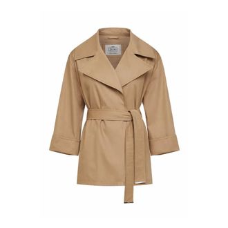 Herno Jassen, Dames, Bruin, L, Katoen, Katoenen Gabardine Regenjas met Ceintuur