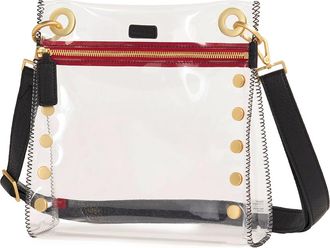 Hammitt Hammitt Tony Clear Black Brushed Gold Red Zip Med