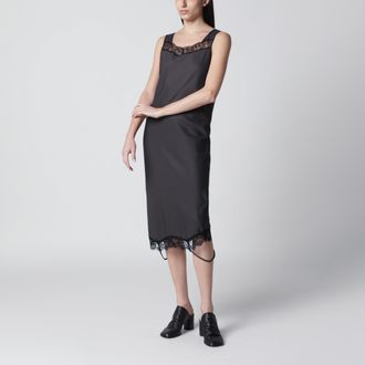 Maison Margiela Grey midi slip dress with lace trims