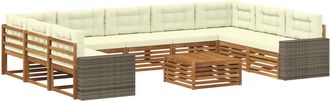 vidaXL Conjunto De Sof&aacute;s De Exterior 10 Uds. Natural Y Crema Vidaxl