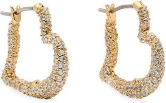 Kate Spade New York amour pav&eacute; heart huggie hoop earrings in Clear/Gold at Nordstrom