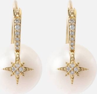 Sydney Evan Starburst 14kt gold earrings with diamonds and pearls
